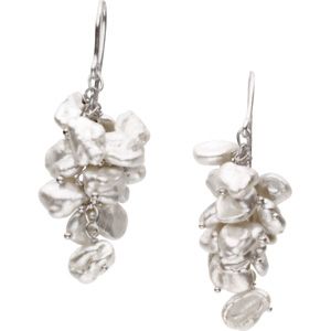 Freshwater Keshi White Cultured Pearl Earring