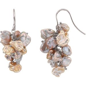 Freshwater Keshi Multicolor Cultured Pearl Earrings
