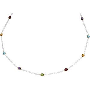 Multicolor Gemstone Station Necklace