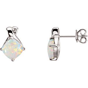 Genuine Opal & Diamond Earrings