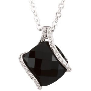 Genuine Onyx & Diamond Pendant