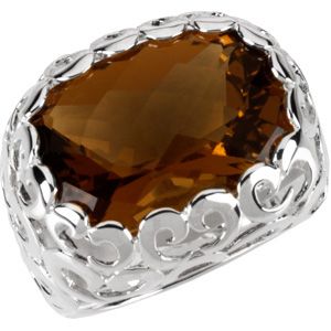 Genuine Checkerboard Honey Quartz Ring