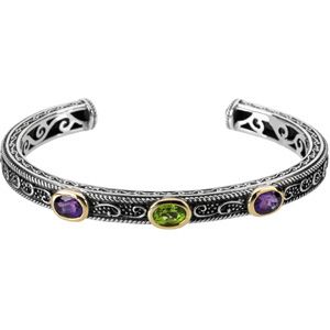 Genuine Amethyst, Peridot & Sapphire Bracelet