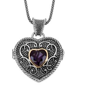 Genuine Amethyst Heart Locket Necklace