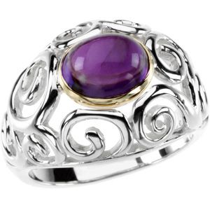 Genuine Amethyst Cabochon Ring