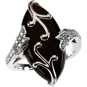 Genuine Onyx & Diamond Ring