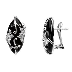 Genuine Onyx & Diamond Earrings