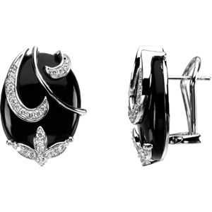 Genuine Onyx & Diamond Earrings