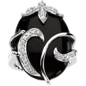 Genuine Onyx & Diamond Ring