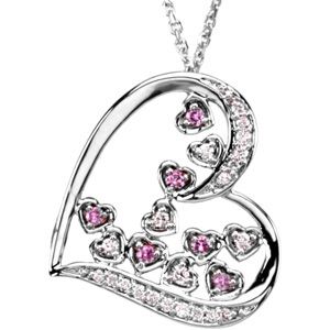 Genuine Pink Sapphire & Diamond Pendant