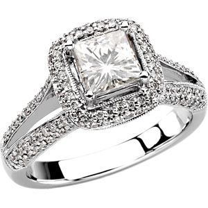 Created Moissanite and Diamond Ring