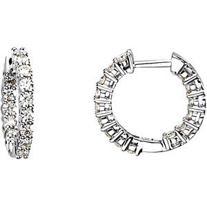Created Moissanite Inside/Outside Hoop Earrings