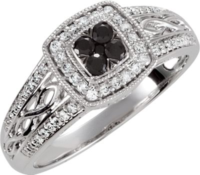 Round Quad Halo Style Ring