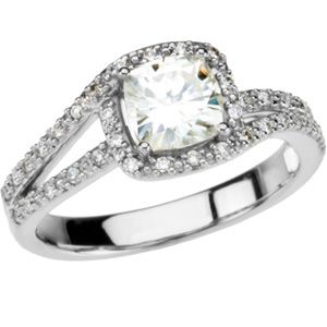 Created Moissanite and Diamond Ring
