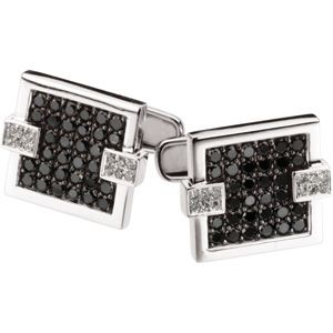 2 ct tw Black & White Diamond Cuff Links