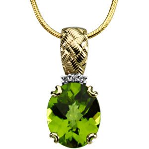 Genuine Peridot & Diamond Pendant