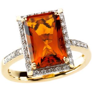 Genuine Madeira Citrine & Diamond Ring