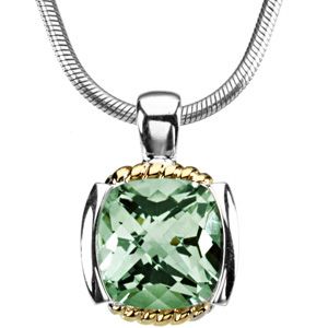 Genuine Green Quartz Pendant on 18