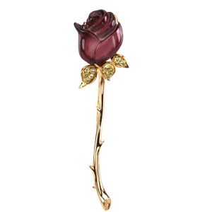 Genuine Carved Brazilian Garnet & Diamond Brooch