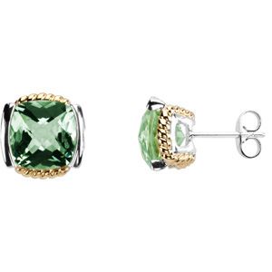 Genuine Checkerboard Green Quartz Earrings