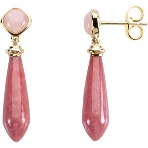 Genuine Pink Opal & Rhodonite Earrings