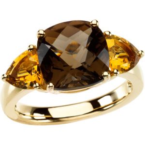 Genuine Smoky Quartz & Citrine Ring