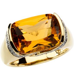Genuine Citrine & Diamond Ring