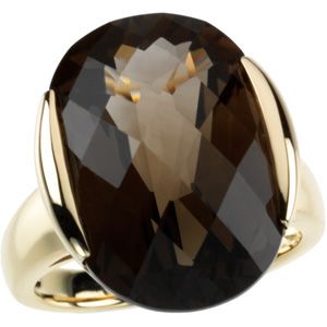 Genuine Checkerboard Smoky Quartz Ring