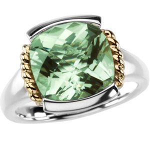 Genuine Checkerboard Green Quartz Ring