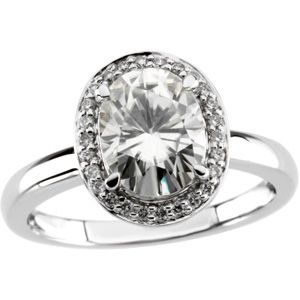 Created Moissanite and Diamond Ring