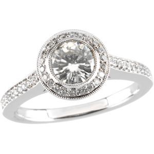 Created Moissanite and Diamond Ring