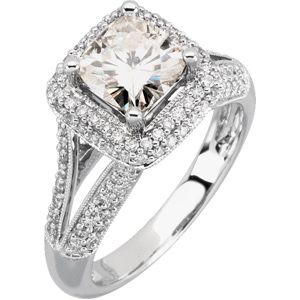 Created Moissanite and Diamond Ring