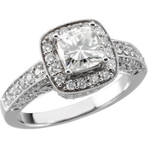 Created Moissanite and Diamond Ring