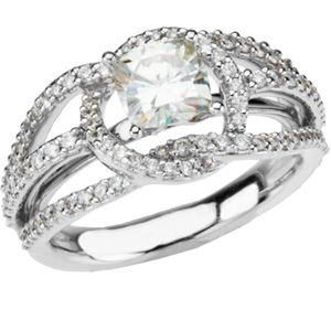 Created Moissanite and Diamond Ring