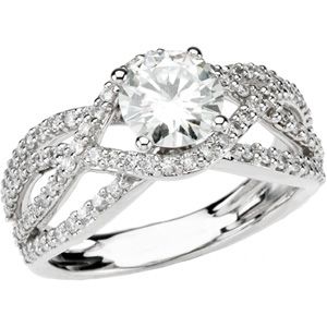 Created Moissanite and Diamond Ring