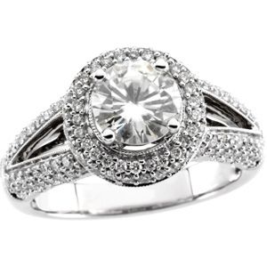 Created Moissanite and Diamond Ring