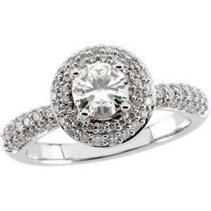 Created Moissanite and Diamond Ring