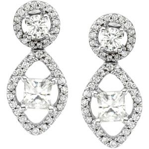 Created Moissanite and Diamond Earrings