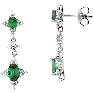 Genuine Tsavorite Garnet & Diamond Earrings