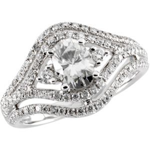 Created Moissanite and Diamond Ring