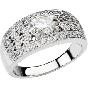 Created Moissanite and Diamond Ring
