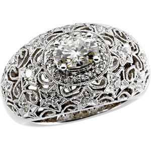Created Moissanite and Diamond Ring