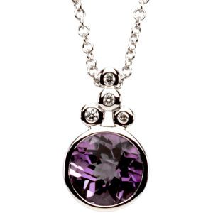 Genuine Checkerboard Amethyst & Diamond Necklace