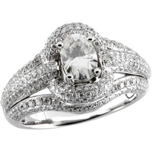 Created Moissanite and Diamond Ring