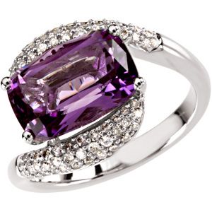 Genuine Amethyst & Diamond Ring