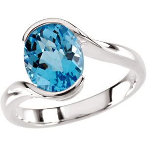 Genuine Checkerboard Swiss Blue Topaz Ring