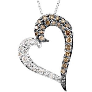 1/4 ct tw Brown & White Diamond Heart Necklace