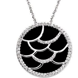 Genuine Onyx & Diamond Pendant