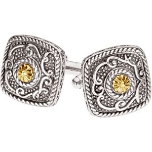 Sterling Silver & 14kt Yellow Gold Cufflinks