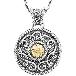 Sterling Silver & 14kt Yellow Gold Pendant on an 18